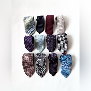 Lot of 12 Men’s Ties – 2 NWT, Designer Brands, Great Variety!